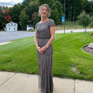 Adrianna Papell Silver Sequin Dress